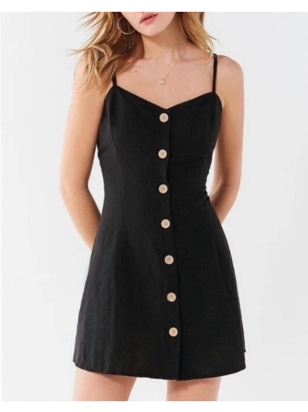 Urban Outfitters Black Button-Down Dress